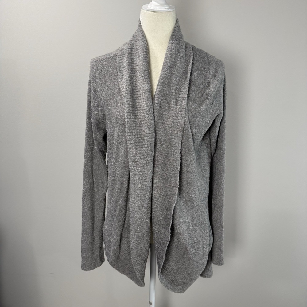 Barefoot Dreams Bamboo Chic Lite Cardigan Gray Womens Size L Open Front Sweater